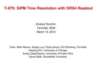 T-979: SiPM Time Resolution with DRS4 Readout