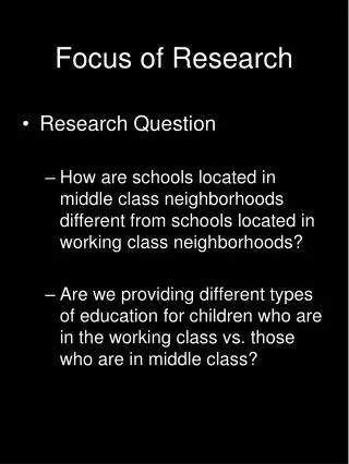 Focus of Research