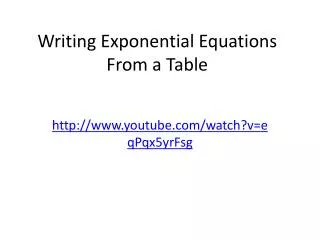 Writing Exponential Equations From a Table