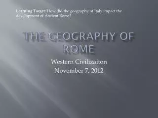 The Geography of Rome