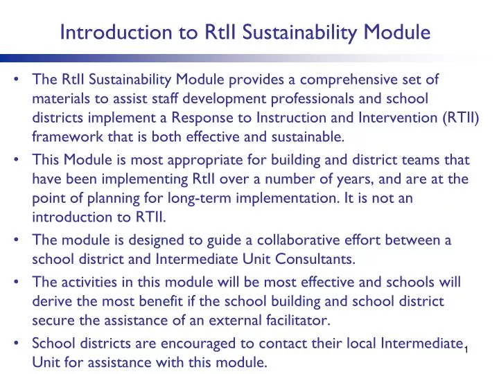 introduction to rtii sustainability module