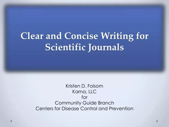 clear and concise writing for scientific journals