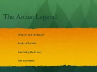 The Anzac Legend