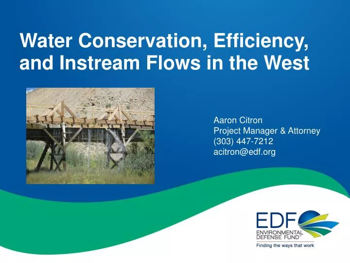 water conservation efficiency and instream flows in the west