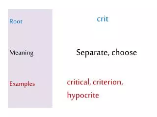 Root Meaning Examples