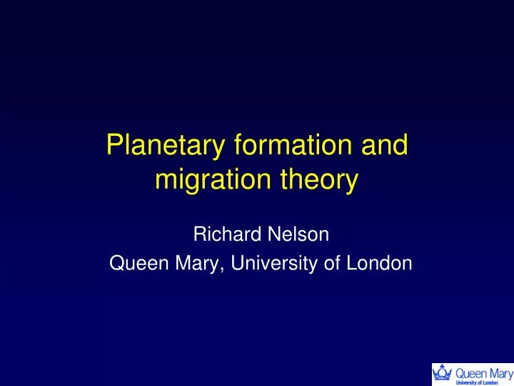 planetary formation and migration theory