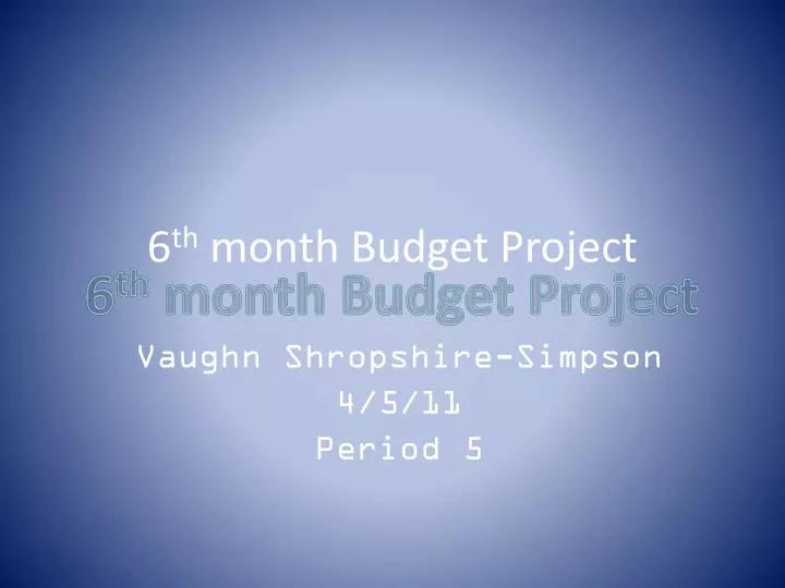 6 th month budget project