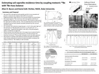 Estimating soil- saprolite residence time by coupling meteoric 10 Be with 9 Be mass balance