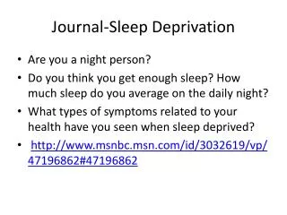 Journal-Sleep Deprivation