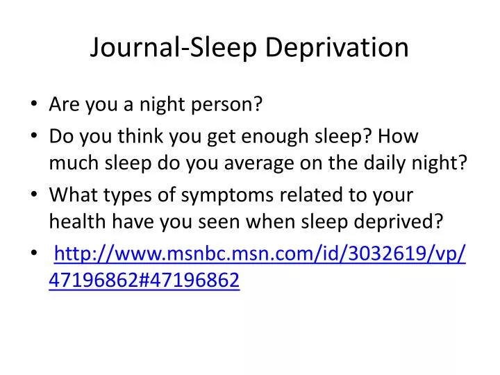 journal sleep deprivation