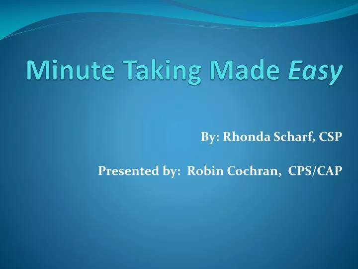 minute taking made easy