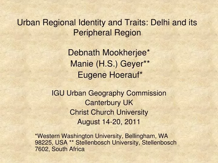 urban regional identity and traits delhi and its peripheral region