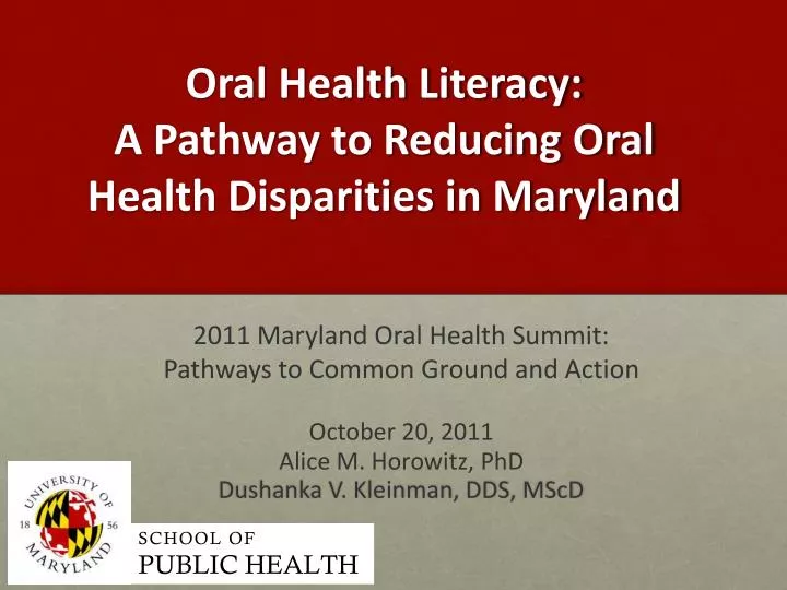 oral health literacy a pathway to reducing oral health disparities in maryland