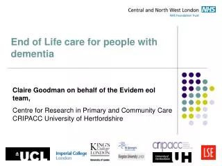 End of Life care for people with dementia