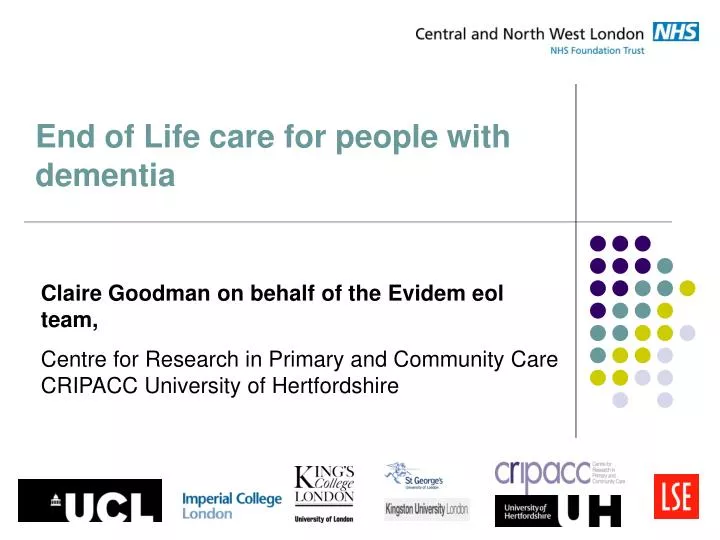 end of life care for people with dementia