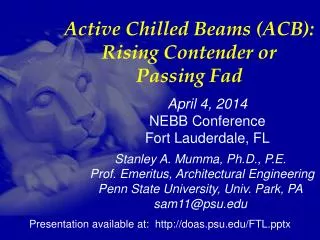 Active Chilled Beams (ACB): Rising Contender or Passing Fad