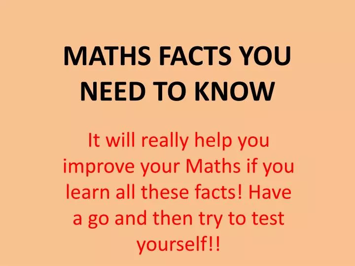 maths facts you need to know