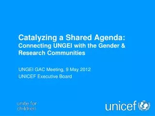 Catalyzing a Shared Agenda: Connecting UNGEI with the Gender &amp; Research Communities