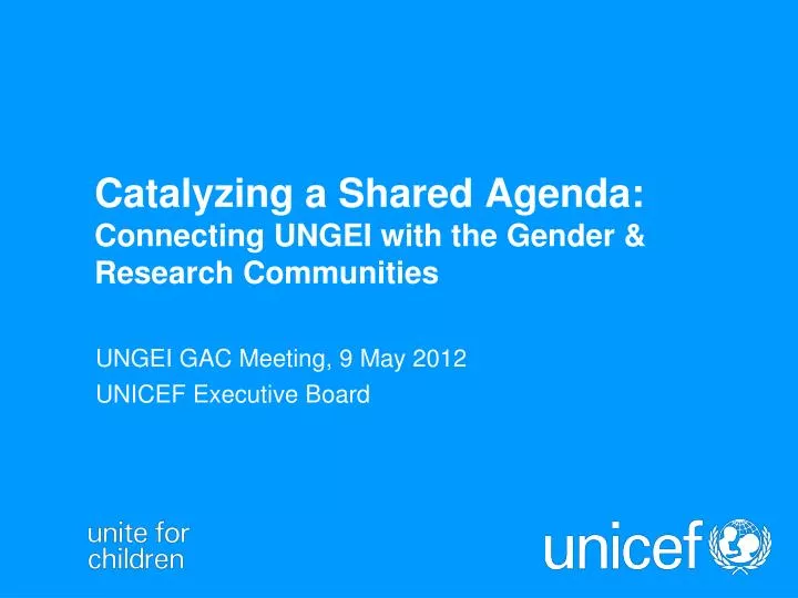 catalyzing a shared agenda connecting ungei with the gender research communities