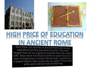 High Price of Education In ancient rome