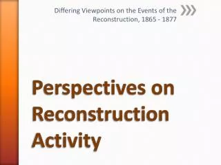 Perspectives on Reconstruction Activity