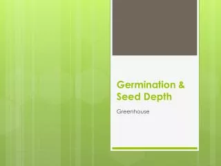 Germination &amp; Seed Depth