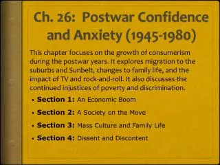 Ch. 26: Postwar Confidence and Anxiety (1945-1980)