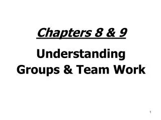 Chapters 8 &amp; 9 Understanding Groups &amp; Team Work
