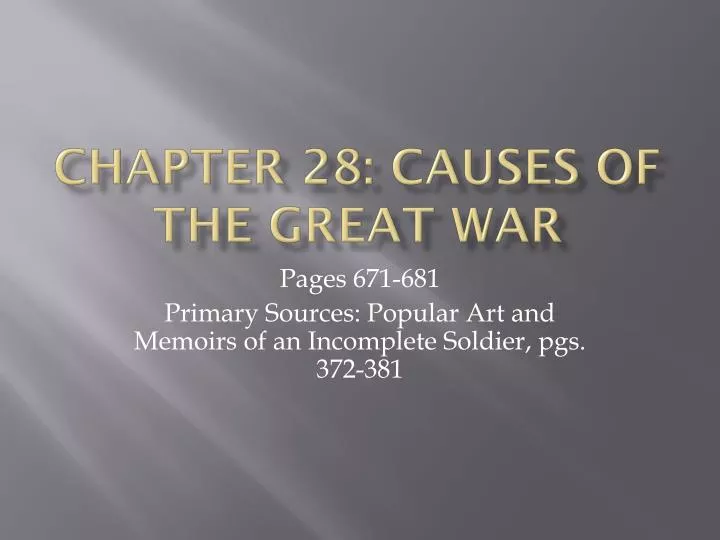 chapter 28 causes of the great war