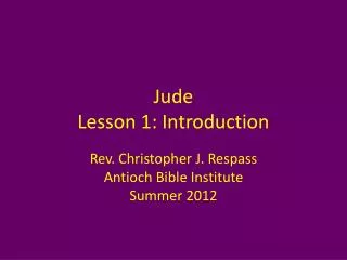 Jude Lesson 1 : Introduction