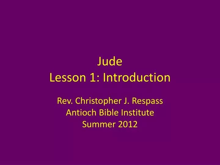 jude lesson 1 introduction