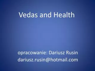 Vedas and Health