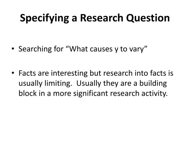 specifying a research question