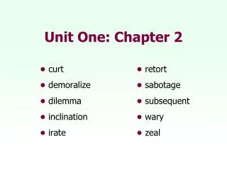 Unit One: Chapter 2