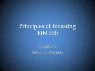 Principles of Investing FIN 330
