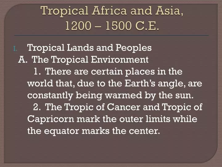 tropical africa and asia 1200 1500 c e