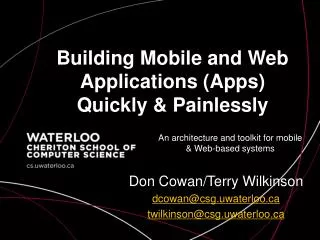 Building Mobile and Web Applications (Apps) Quickly &amp; Painlessly
