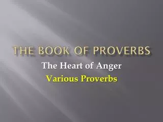 The Book of Proverbs