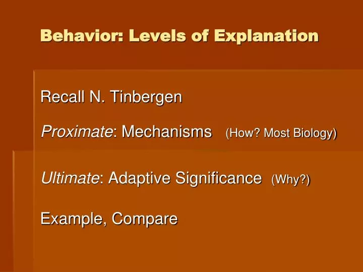 behavior levels of explanation