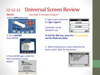 12-12-12 Universal Screen Review