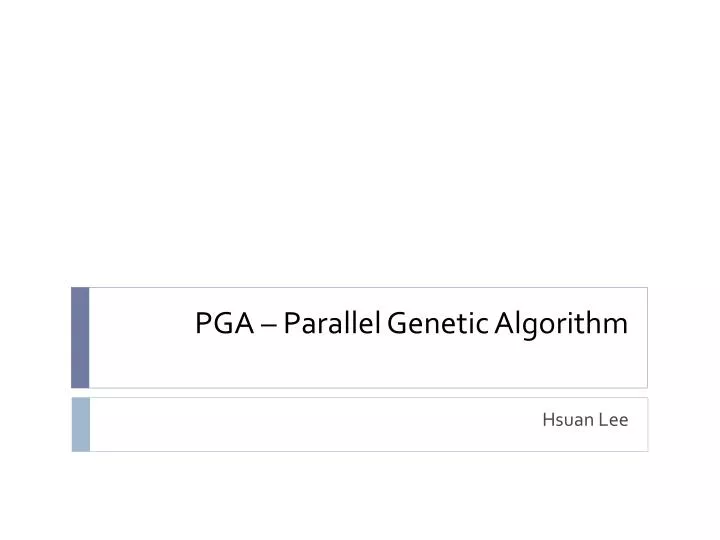 pga parallel genetic algorithm