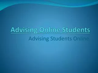 Advising Online Students