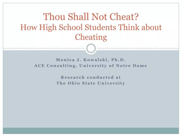 thou shall n ot c heat how high school students think about cheating