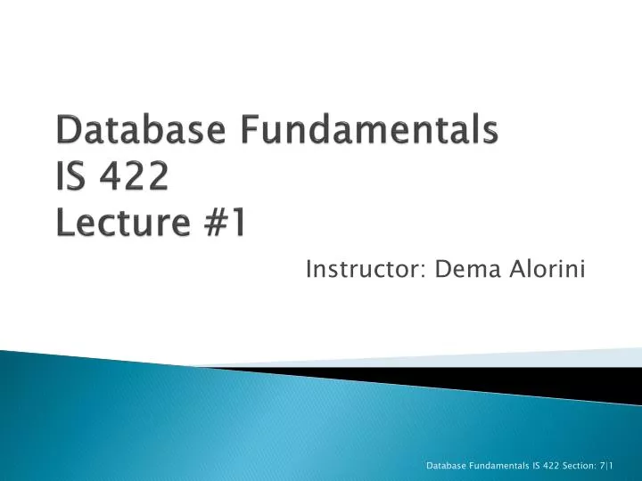 database fundamentals is 422 lecture 1