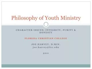 Philosophy of Youth Ministry