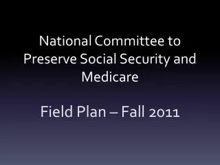 National Committee to Preserve Social Security and Medicare