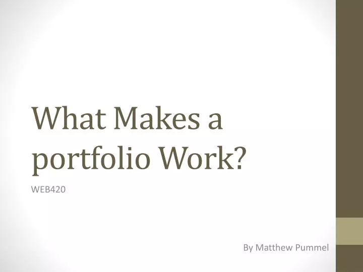 what makes a portfolio work