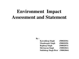 Environment Impact Assessment and Statement