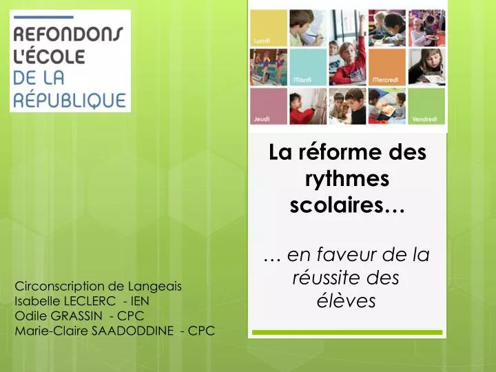 la r forme des rythmes scolaires