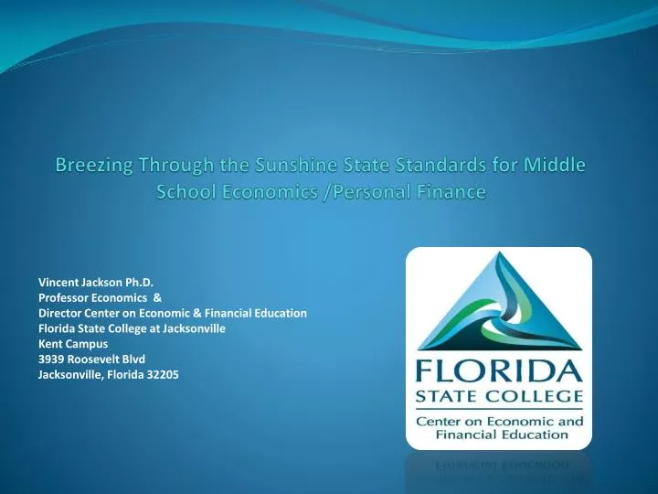 breezing through the sunshine state standards for middle s chool economics personal f inance